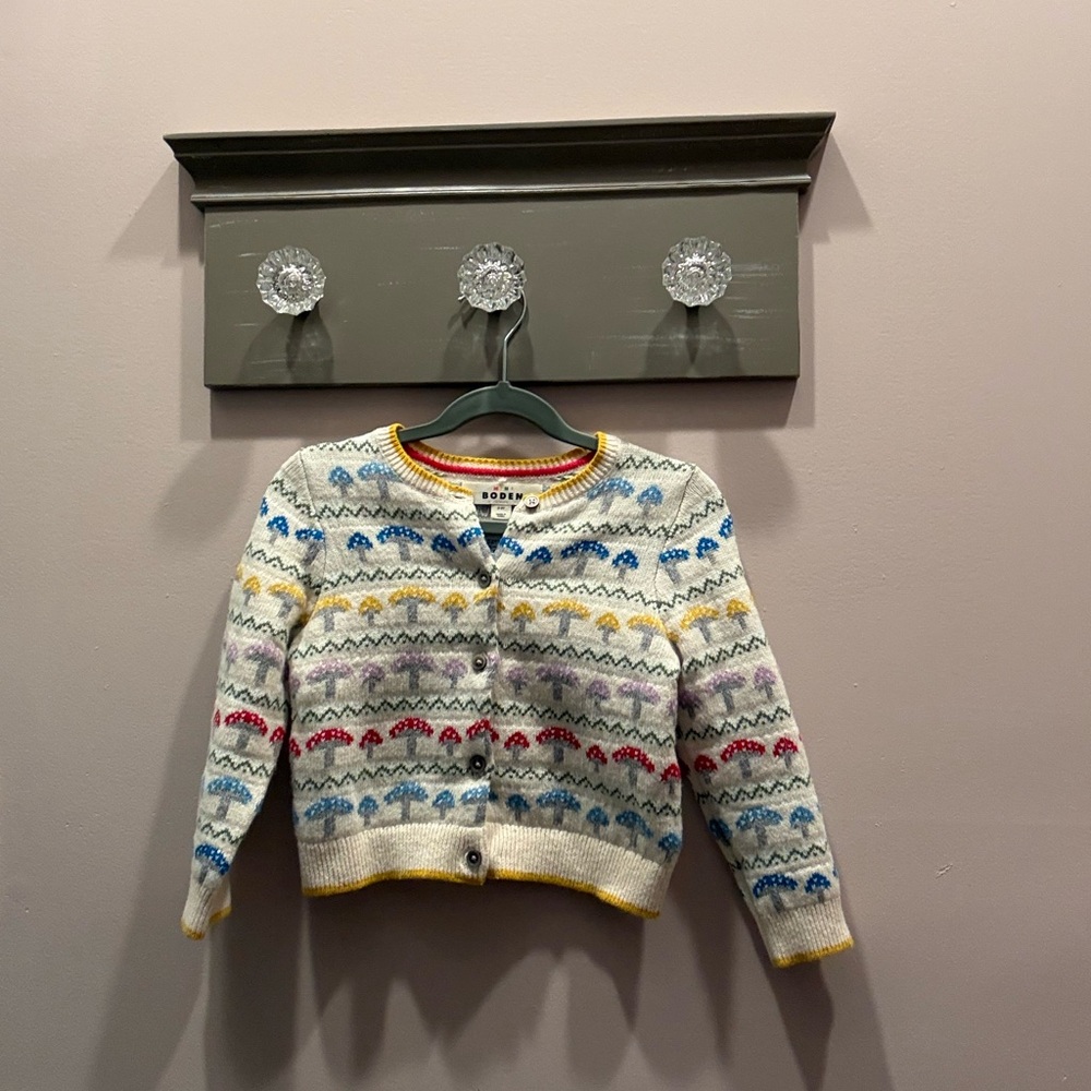 Mini Boden Kids Mushroom Cardigan, size 2-3T